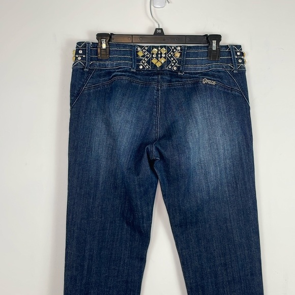 Grace in LA Low Rise Embellished Waisted Jeans. Waist Size 30. Junior Size 11/12 - Picture 8 of 15